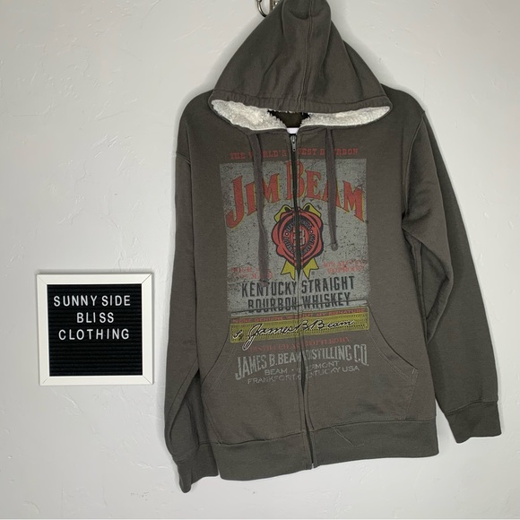 Jim Beam Other - Jim Beam Graphic Fleece Lined Hoodie Jacket Size Medium